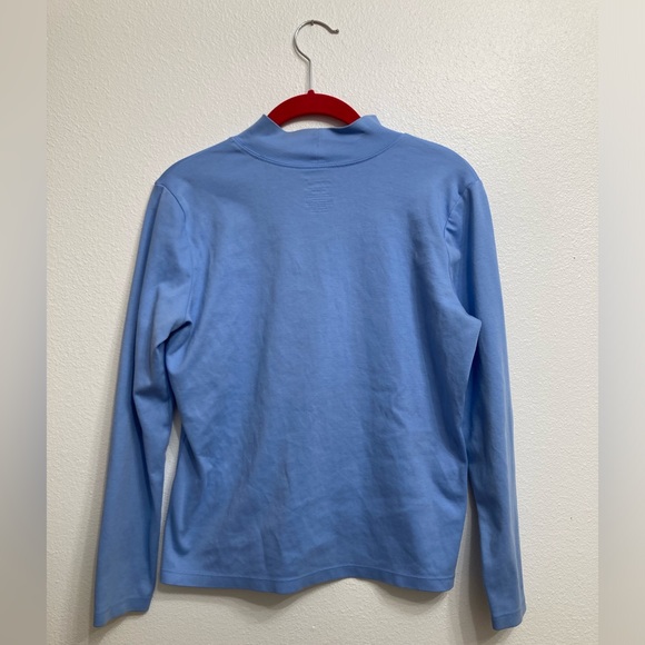 L.L. Bean Women’s Blue Turtleneck Top, 100% Supima Cotton - size Medium Regular - Picture 2 of 4